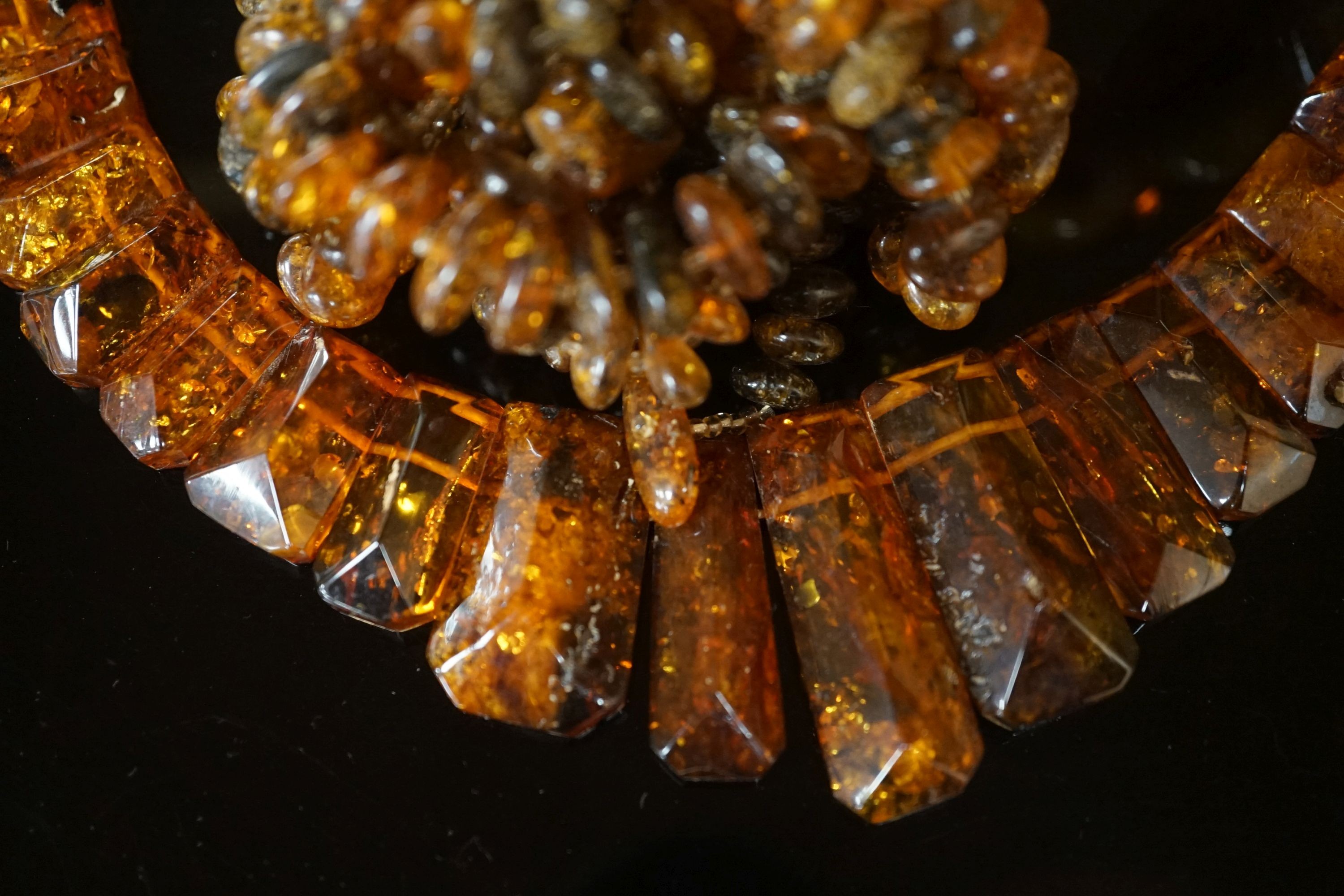 Mixed amber and amberoid jewellery.